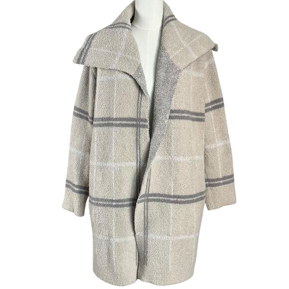 Barefoot Dreams CozyChic Windowpane Drape Cardigan Size Large - Picture 4 of 9